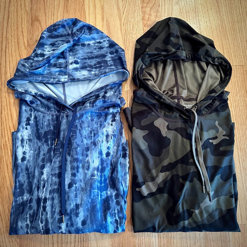 TWO Old Navy Active- Breathe On XL Tall- Camo Print and Blue Watercolor …